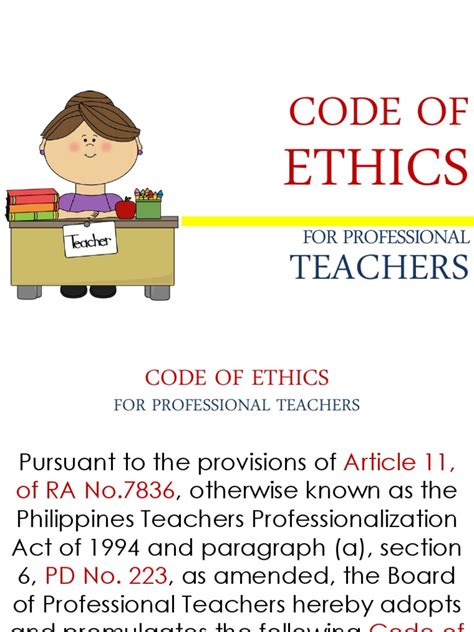 CODE OF ETHICS FOR PROFESSIONAL TEACHERS.